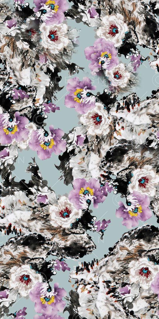 水墨印花华亿平台图片