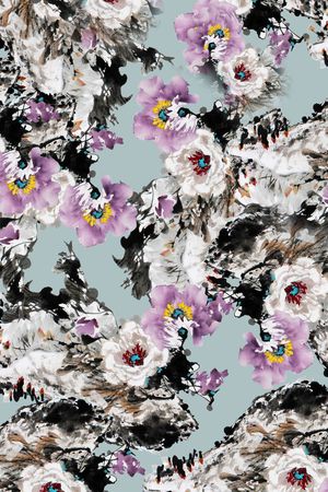 水墨印花华亿平台图片