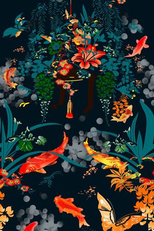 鲤鱼印花华亿平台图片