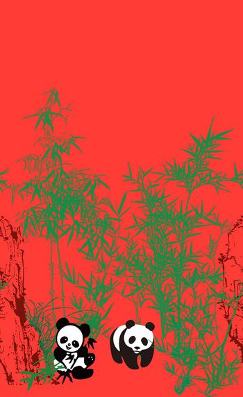 585259-中国风竹石熊猫旗袍