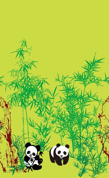 585261-中国风竹石熊猫旗袍