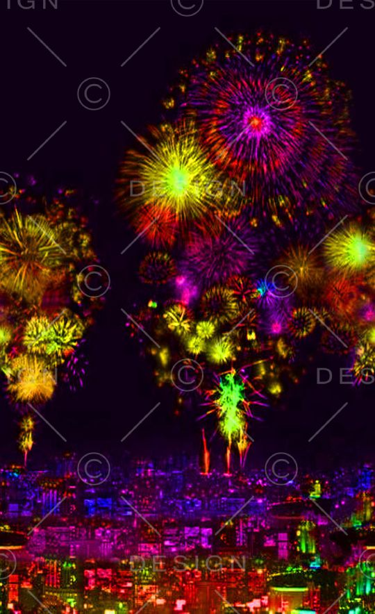 霓虹灯下朦胧的城市 礼花 女装印花华亿平台图片