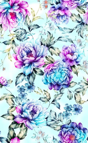 585513-欧美时尚彩色大花