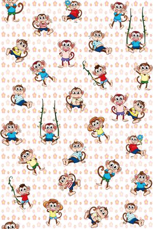 可爱 卡通猴子集 童装 床品印花华亿平台图片