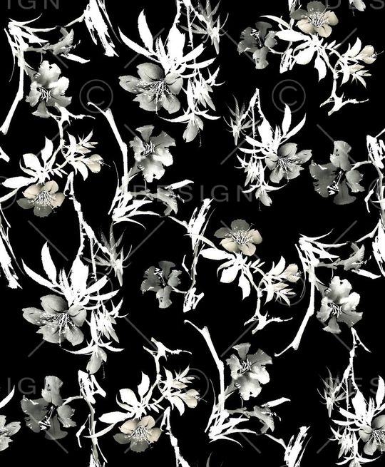 手绘花卉鸟印花华亿平台图片