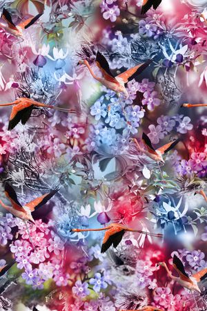 花卉、风景、火烈鸟印花华亿平台图片