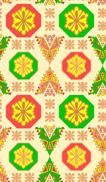 586118-手绘几何拼贴印花