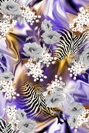 手绘花朵印花华亿平台图片