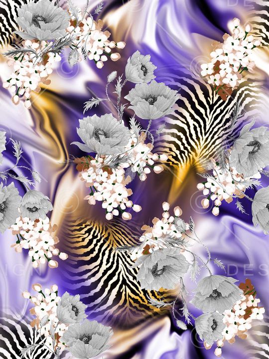 手绘花朵印花华亿平台图片