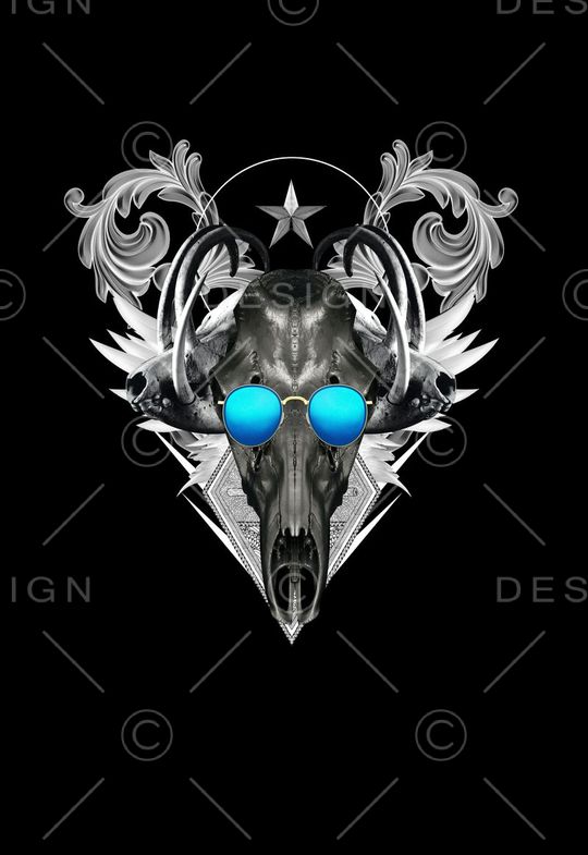 骷髅羊头印花华亿平台图片