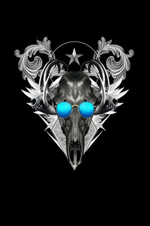 骷髅羊头印花华亿平台图片