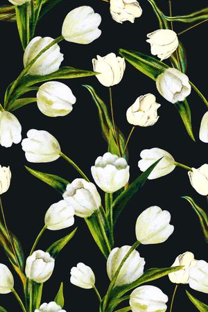 手绘 时装周 白色 郁金香 T台 杜嘉班纳 D&G印花华亿平台图片