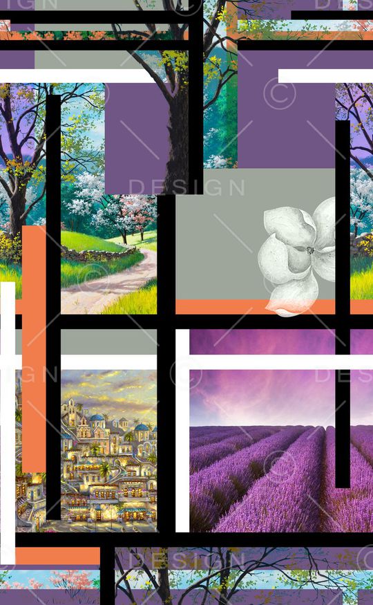 油画风景印花华亿平台图片