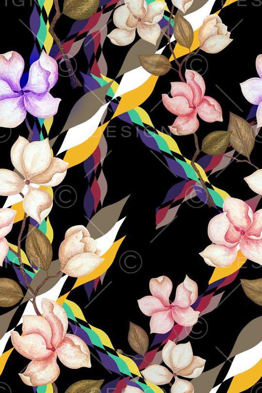 玉兰花印花华亿平台图片