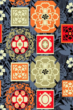 几何拼贴印花华亿平台图片