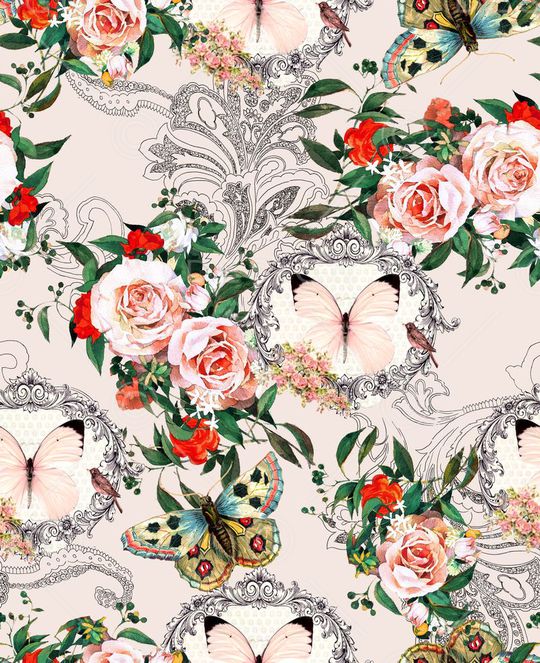 手绘花印花华亿平台图片