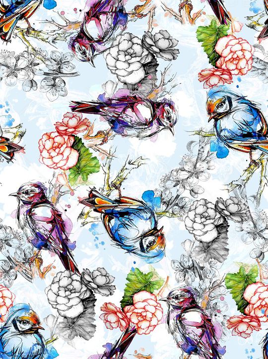 水彩手绘印花华亿平台图片