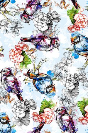 水彩手绘印花华亿平台图片