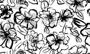 手绘抽象水墨花卉印花华亿平台图片