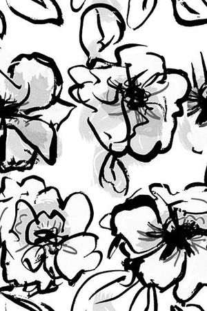 手绘抽象水墨花卉印花华亿平台图片