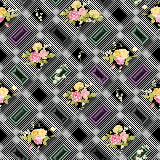 过渡格子底纹花印花华亿平台图片