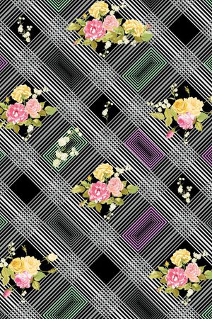 过渡格子底纹花印花华亿平台图片