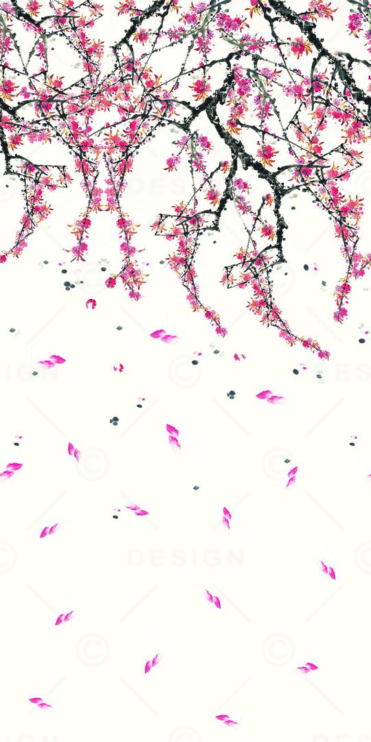 定位水墨桃花 中国风 女装 旗袍印花华亿平台图片