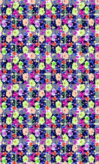 589380-花朵花卉 几何色织格