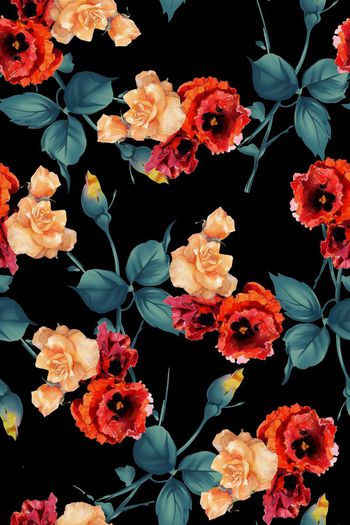 589423-复古水彩玫瑰花卉