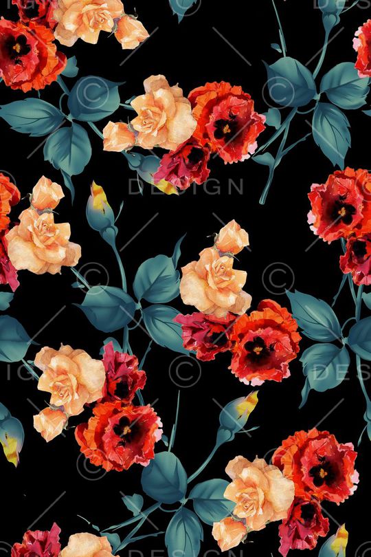 玫瑰花印花华亿平台图片