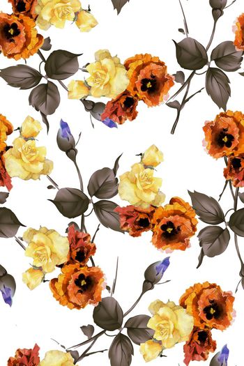 589424-复古水彩玫瑰花卉