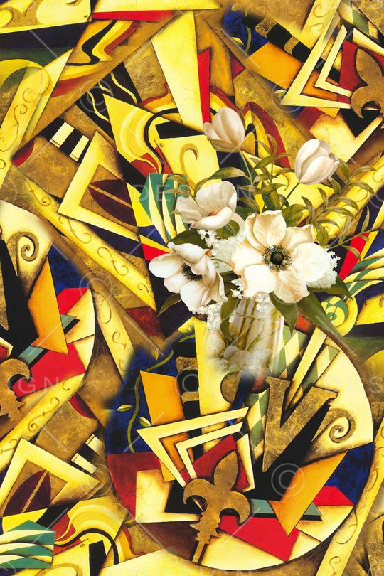 抽象几何图案印花华亿平台图片