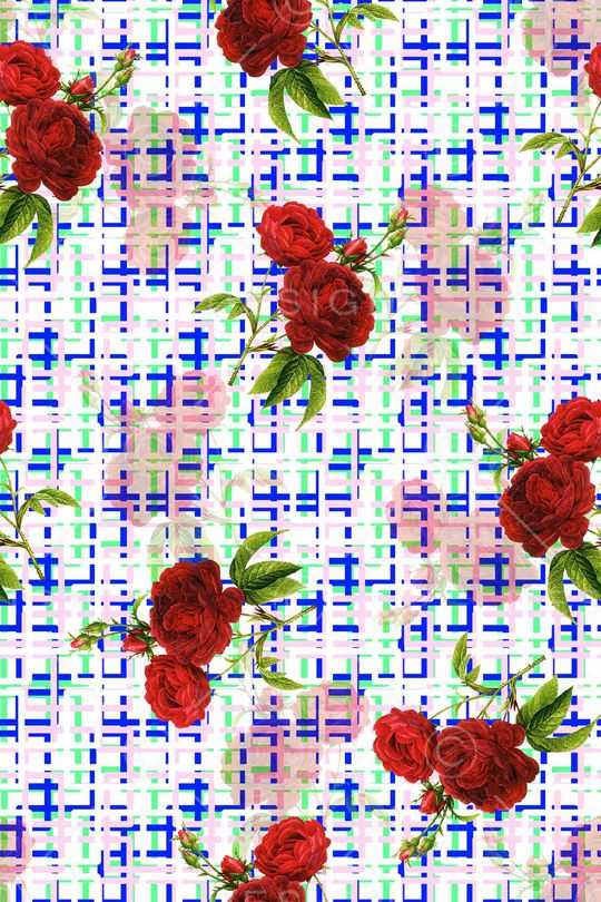 时尚 几何水彩玫瑰印花华亿平台图片