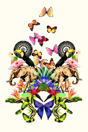 热带植物印花华亿平台图片