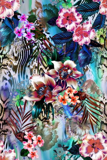 589971-时尚手绘花卉组合