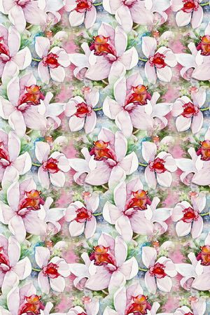 手绘。兰花印花华亿平台图片