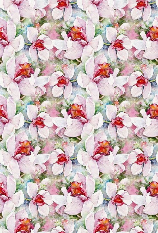 手绘。兰花印花华亿平台图片