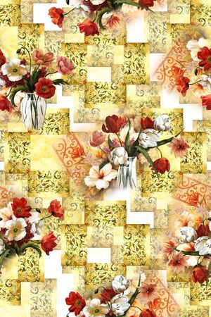 复古花卉印花华亿平台图片