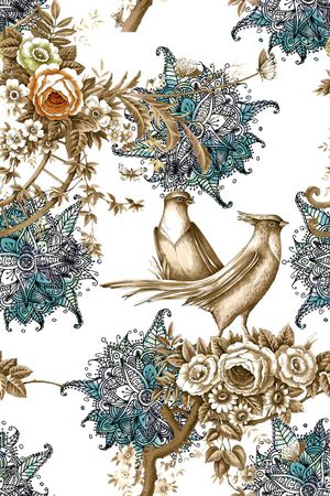 花鸟印花华亿平台图片