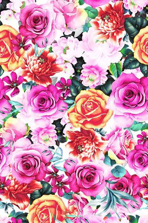 时尚 满版 写实 花卉 玫瑰 牡丹 沙发印花华亿平台图片