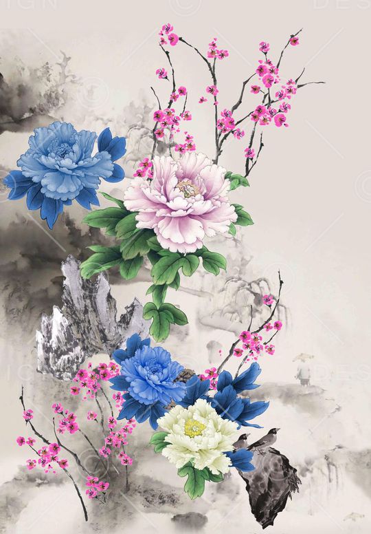 水墨印花华亿平台图片