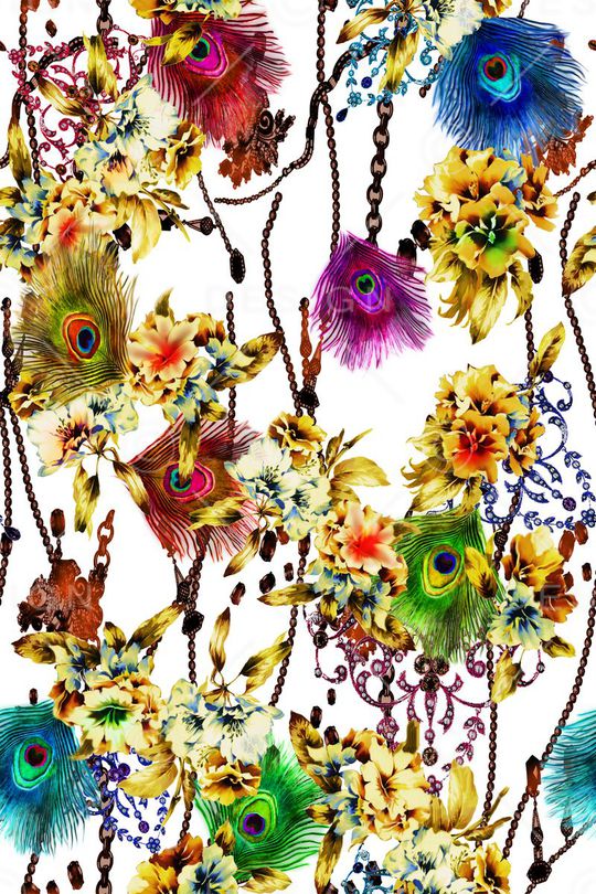 孔雀羽毛印花华亿平台图片