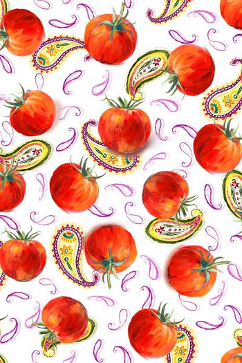 手绘水果印花华亿平台图片