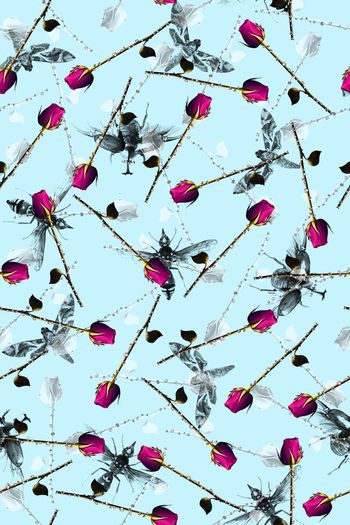 591016-昆虫玫瑰花蜜蜂蝴蝶