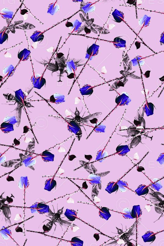 蜜蜂蝴蝶印花华亿平台图片