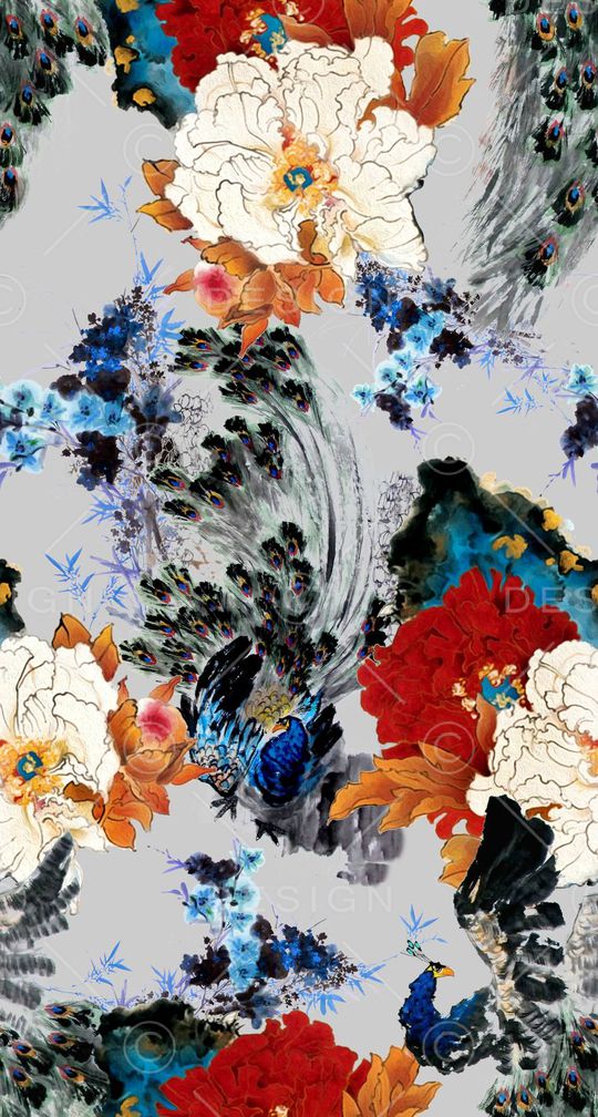 水墨画印花华亿平台图片