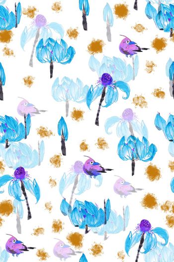 591147-水墨荷花手绘清爽波点