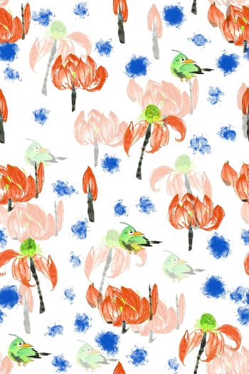 591148-水墨荷花手绘清爽波点