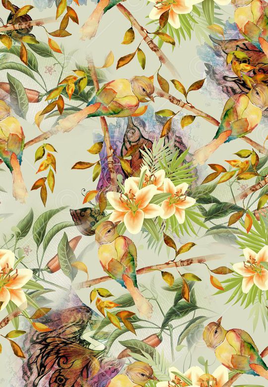 鸟、昆虫印花华亿平台图片