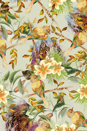 鸟、昆虫印花华亿平台图片